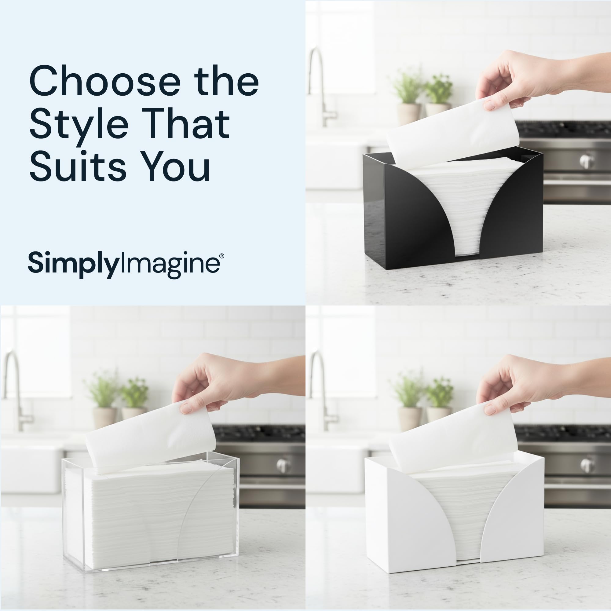 SimplyImagine cubiertas-de-caja-pañuelos acrilico protege y mantiene orden en bano
