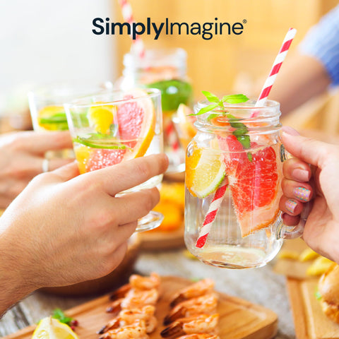Dispensador SimplyImagine pajillas para organización de mostradores, acrílico con tapa y base metálica.