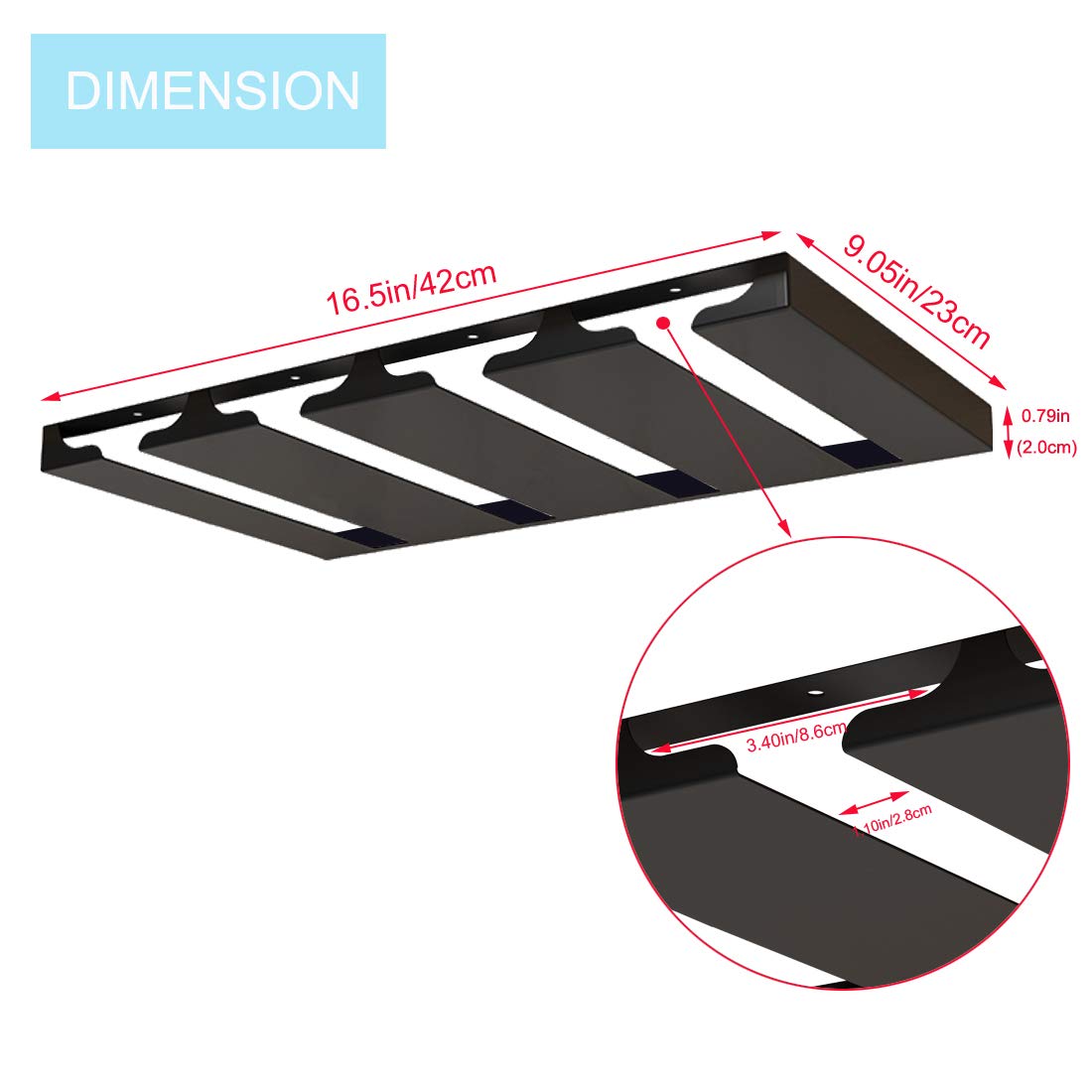 SIMVE dimensiones 42x23x2 cm para montaje bajo mueble