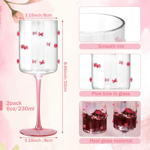 Copa Singhoow con lazo rosa y cristales, elegante para brindar.