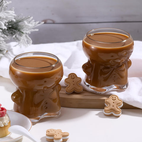 Vaso Singhoow con diseño 3D del hombre galleta, toque navideño para la cena.