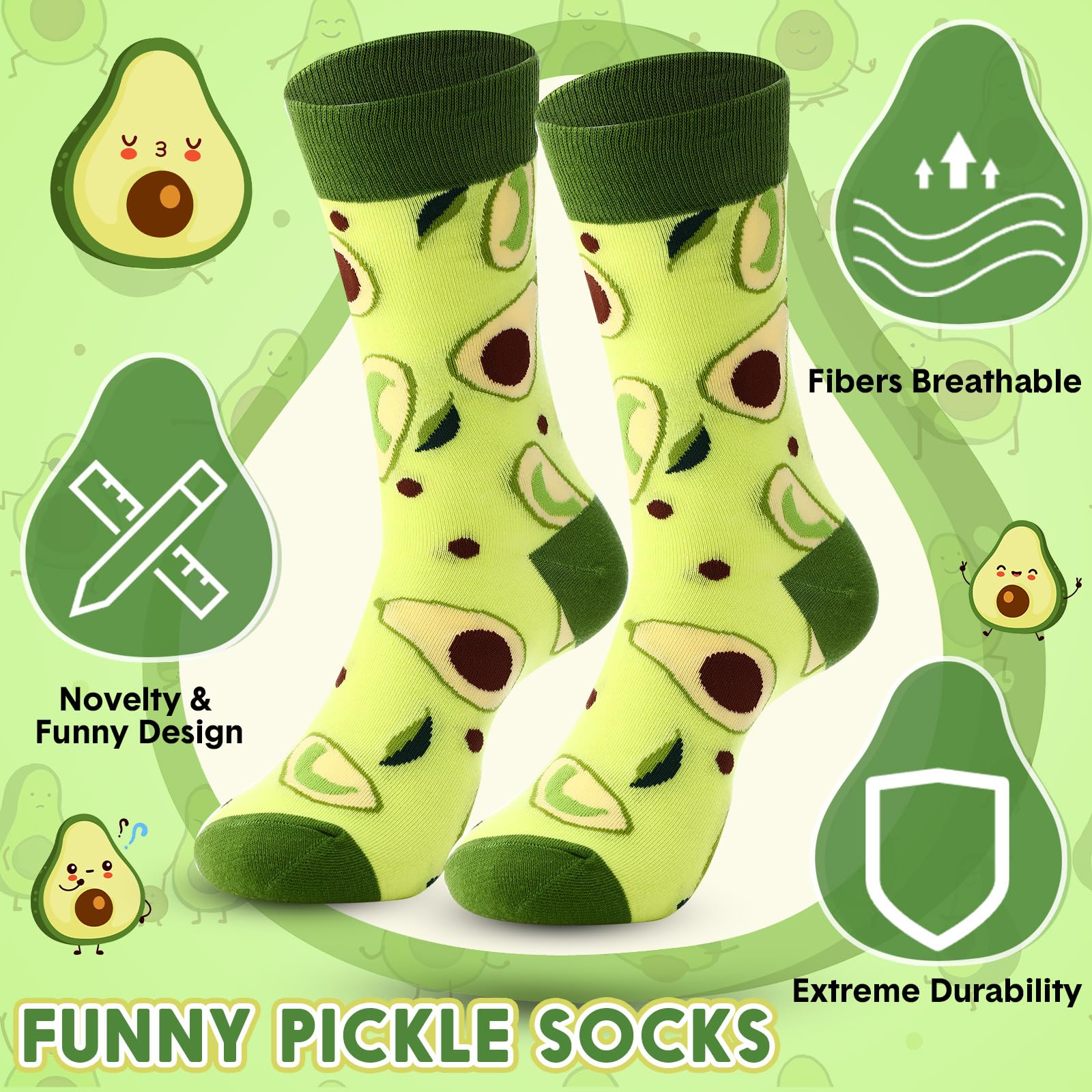 Singhoow medias con diseño de aguacate, comodidad para todo el día