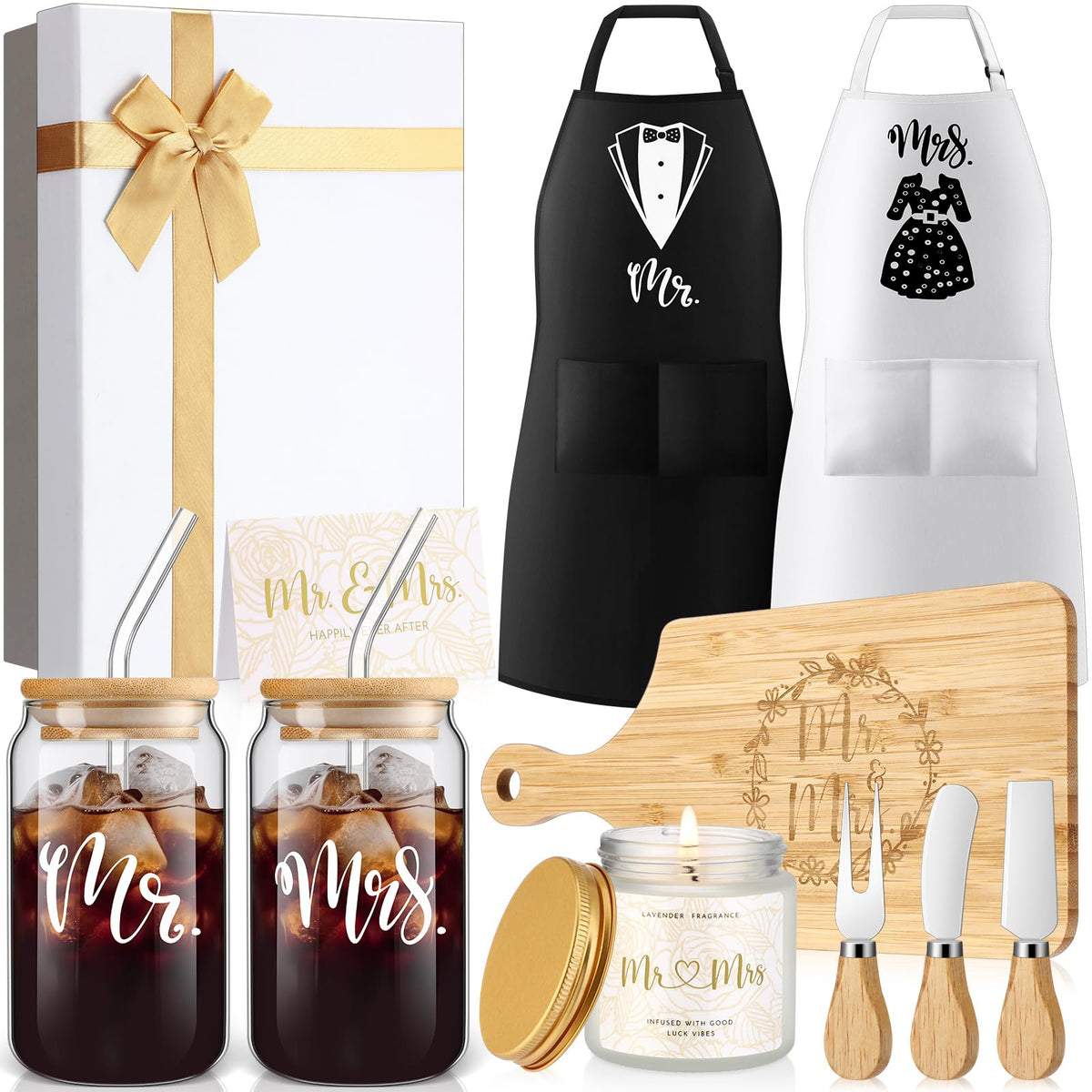 Singhoow tabla de corte de bambú Sr. y Sra. para regalos duraderos