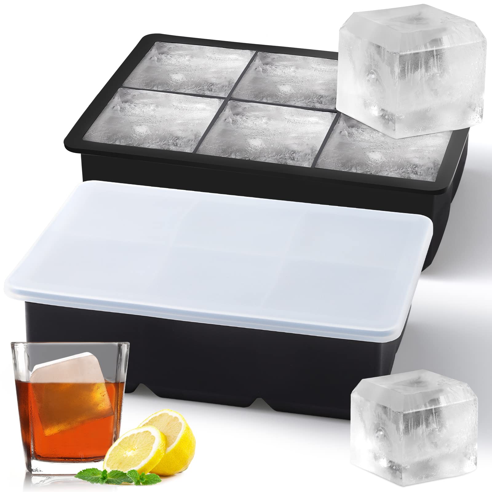 Sinnsally bandeja hielo grande con tapa removible mantiene hielos limpios