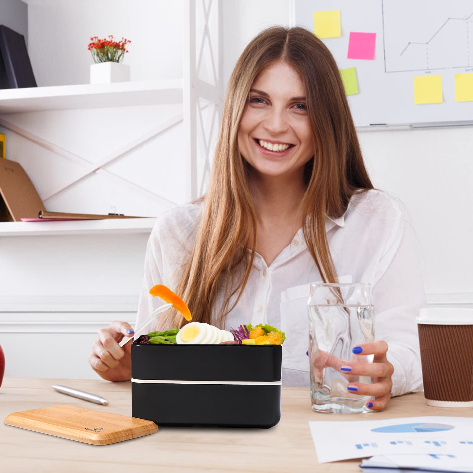 Sinnsally Bento Box con capacidad de 1400 ml para porciones completas.