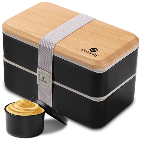 Sinnsally Bento Box con compartimentos apilables para mantener comidas separadas y frescas.