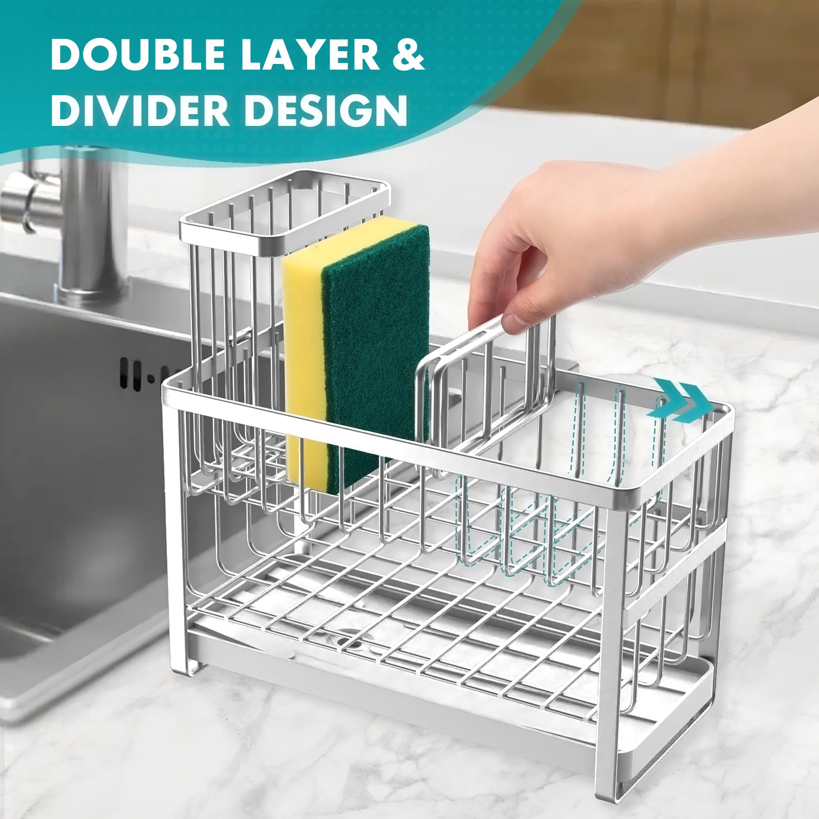 Sinnsally divisor ergonómico con cuatro compartimentos para objetos.
