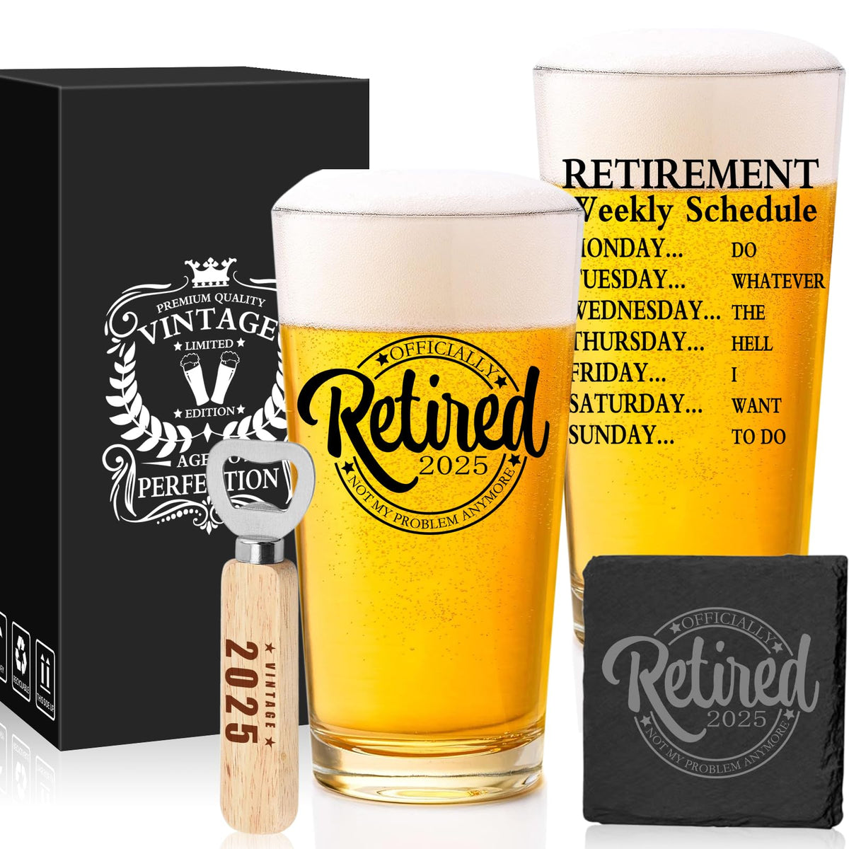 Vaso SIPBYSOP para jubilación 2025, ideal para brindar en la jubilación.