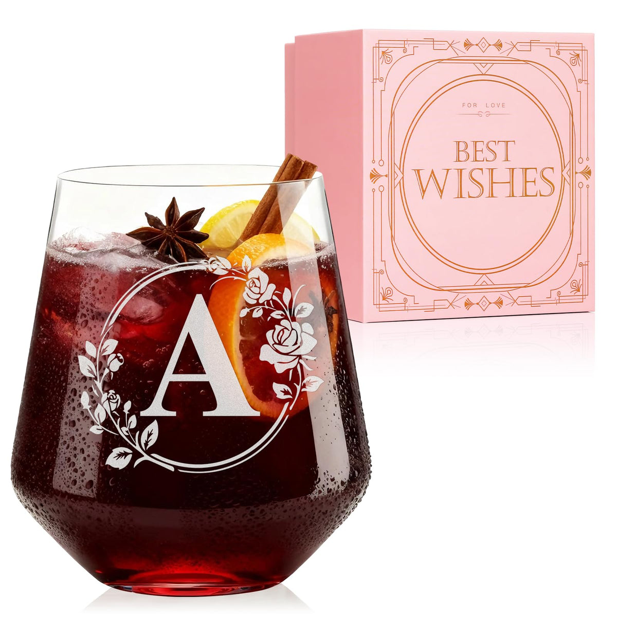 Vaso SIPBYSOP de vino sin tallo con inicial grabada, regalo personalizado para momentos especiales.