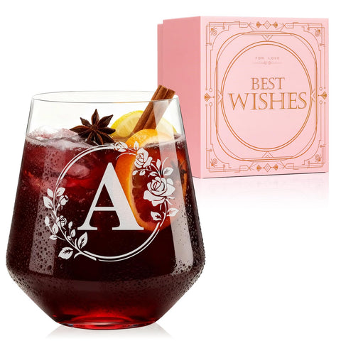 Vaso SIPBYSOP de vino sin tallo con inicial grabada, regalo personalizado para momentos especiales.