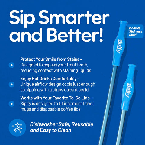 Sipify diseño evita contacto con dientes frontales al beber caliente.