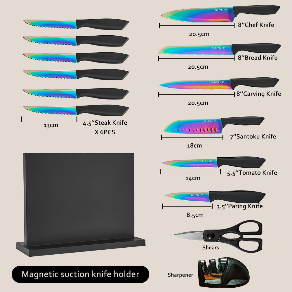Cuchillo chef SipLip 8 pulgadas afilado para cortes precisos y ágiles.