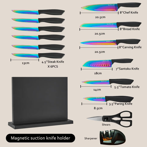 Cuchillo chef SipLip 8 pulgadas afilado para cortes precisos y ágiles.