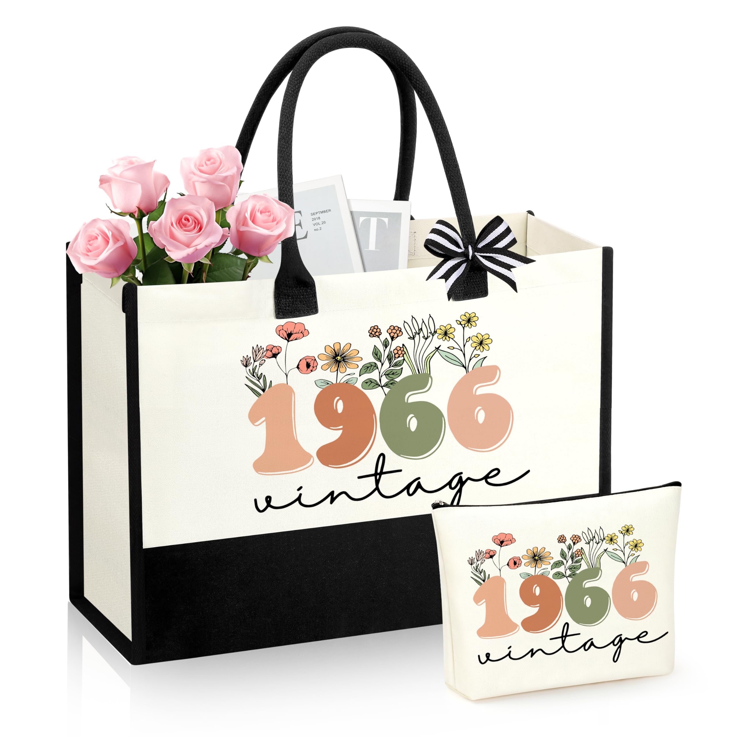 SiplyHaven tote grande para 60 aniversario, bordado floral, regalo elegante.