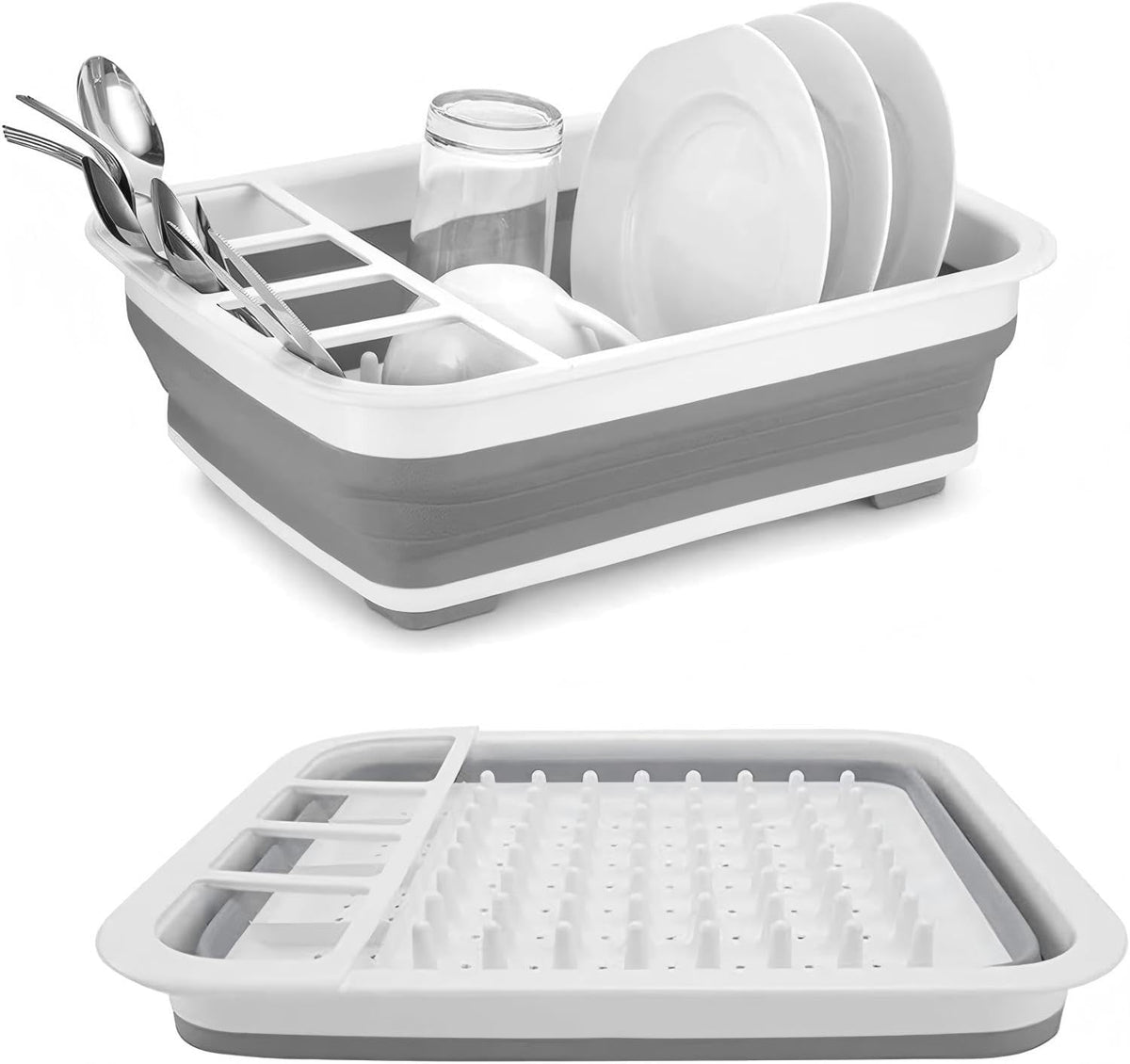 Sipobuy escurridor de platos colapsable para ahorro de espacio en cocina.