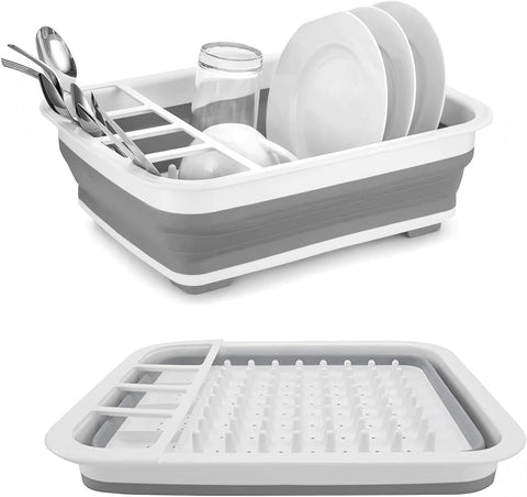 Sipobuy escurridor de platos colapsable para ahorro de espacio en cocina.