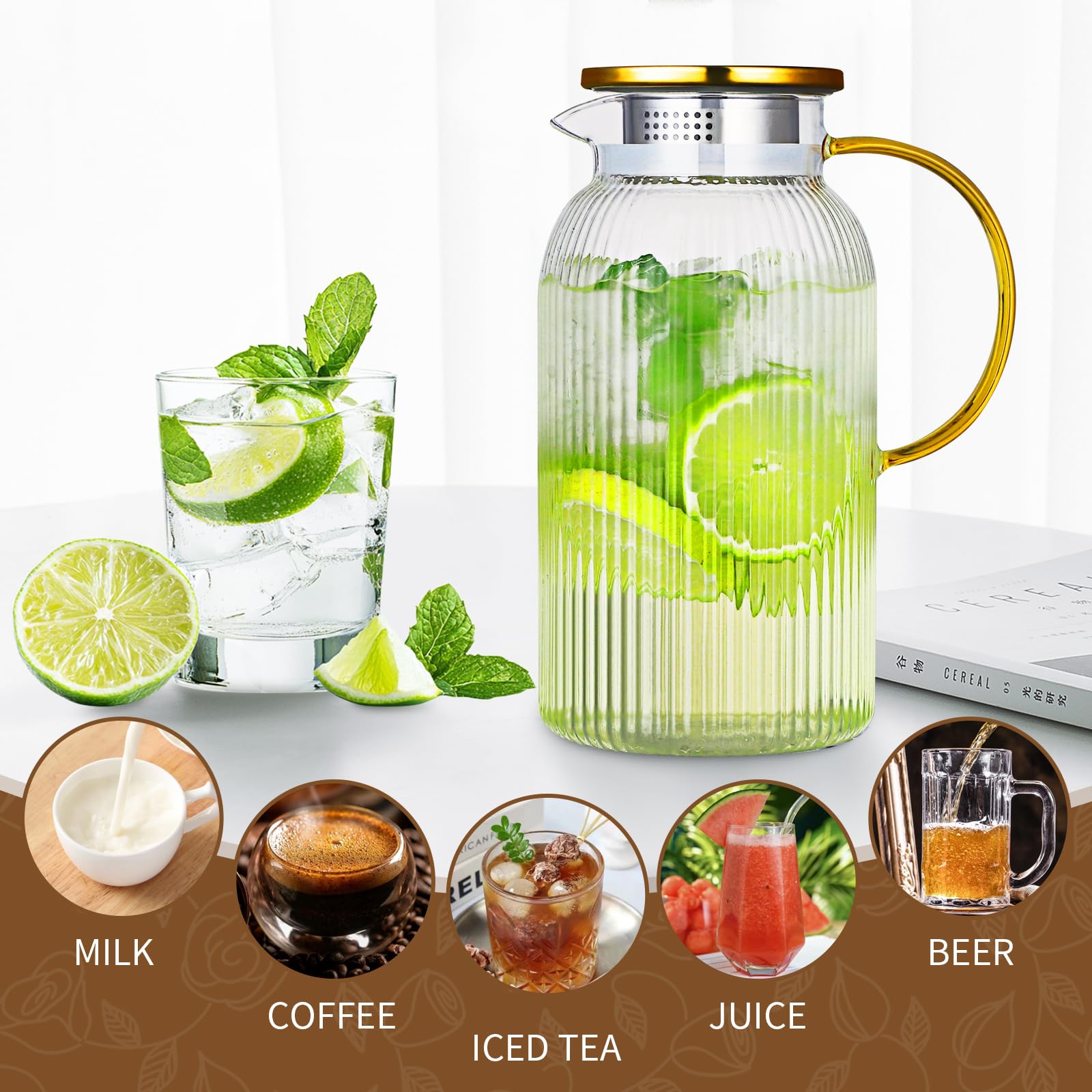 Jarra SIPOMU apta para frío y caliente, ideal para bebidas.