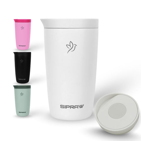 Sipraw taza de viaje con aislamiento doble mantiene caliente el café por horas.