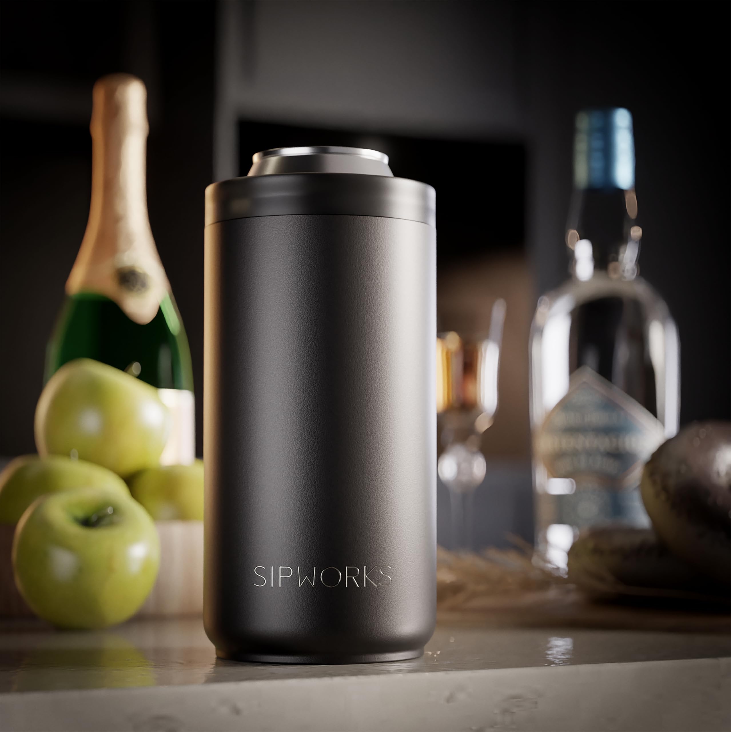 Sipworks enfriador universal para botella, versatilidad para bebidas diversas.