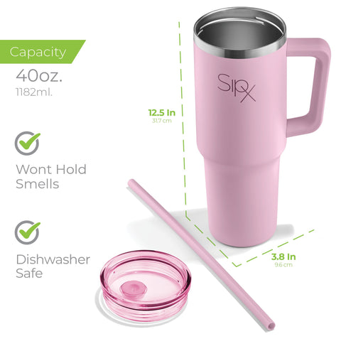 Vaso SIPX rosa ideal para café frío por la mañana.