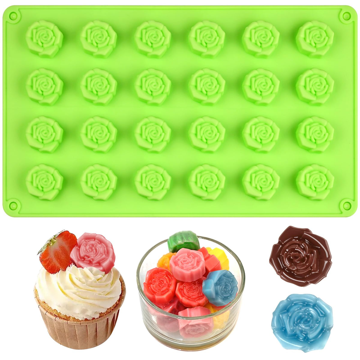 Molde SIQINZONGWA rosa con 24 cavidades para chocolates y decoraciones.