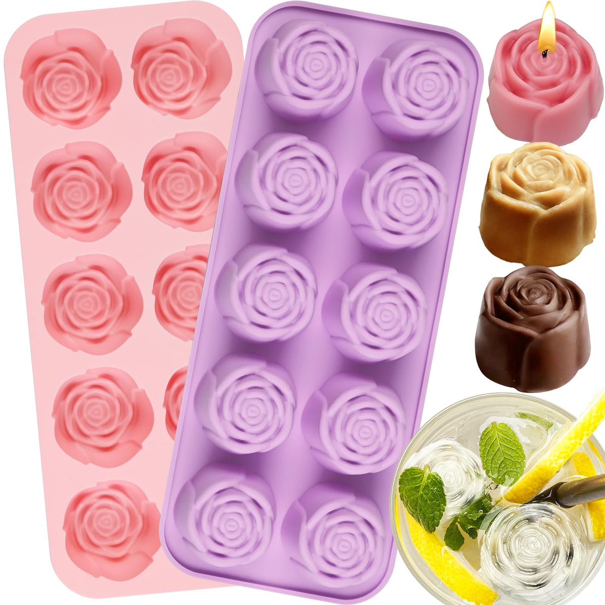SIQINZONGWA molde rosa con 20 cavidades para chocolates y dulces, fácil desmoldeo