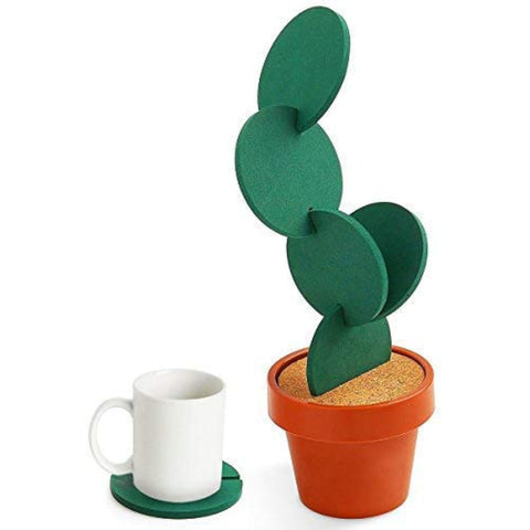 Sirensky posavasos diy cactus seis piezas en tono verde para mesa limpia