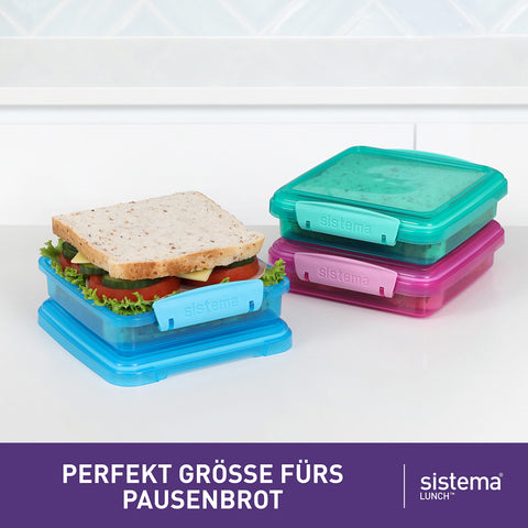 Sistema en rosado: contenedores para sándwiches y snacks.