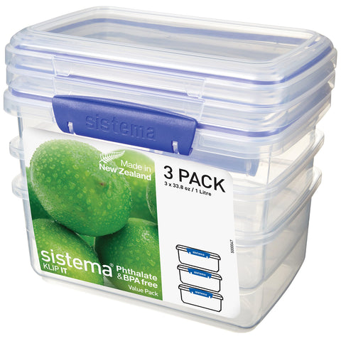 Sistema KLIP IT rectangular con fruta, mantiene frescura para llevar.