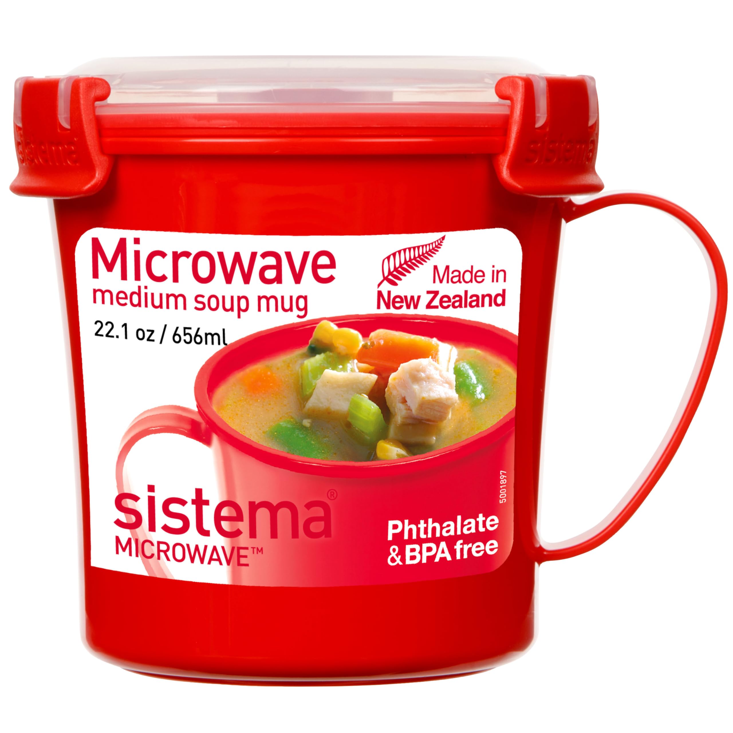 Taza Sistema con tapa para microondas, ideal para sopa sin salpicaduras.