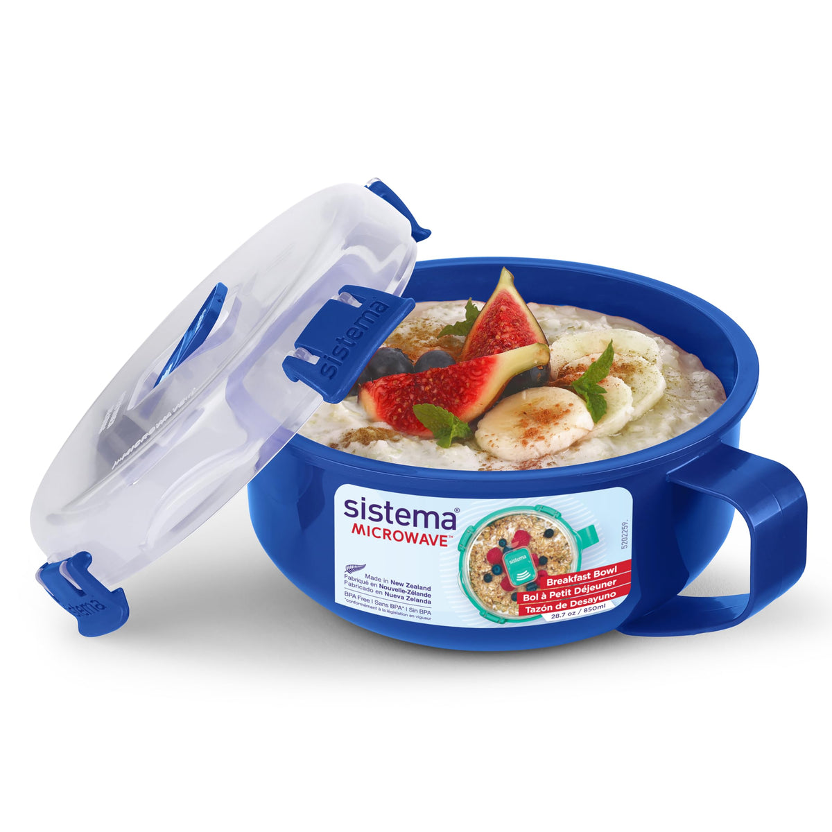 Tazón Sistema para desayuno en microondas de 850 ml, cómodo y práctico.