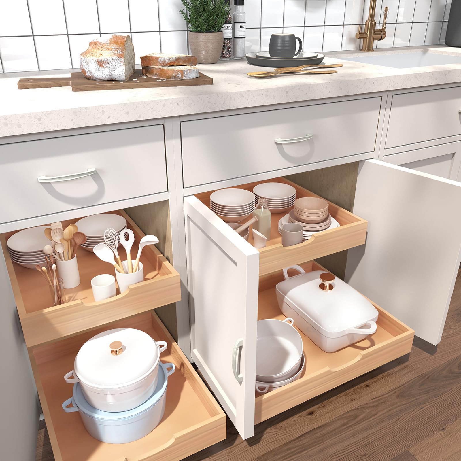 SITOO organizador de cocina deslizante, óptimo para despensas ordenadas.