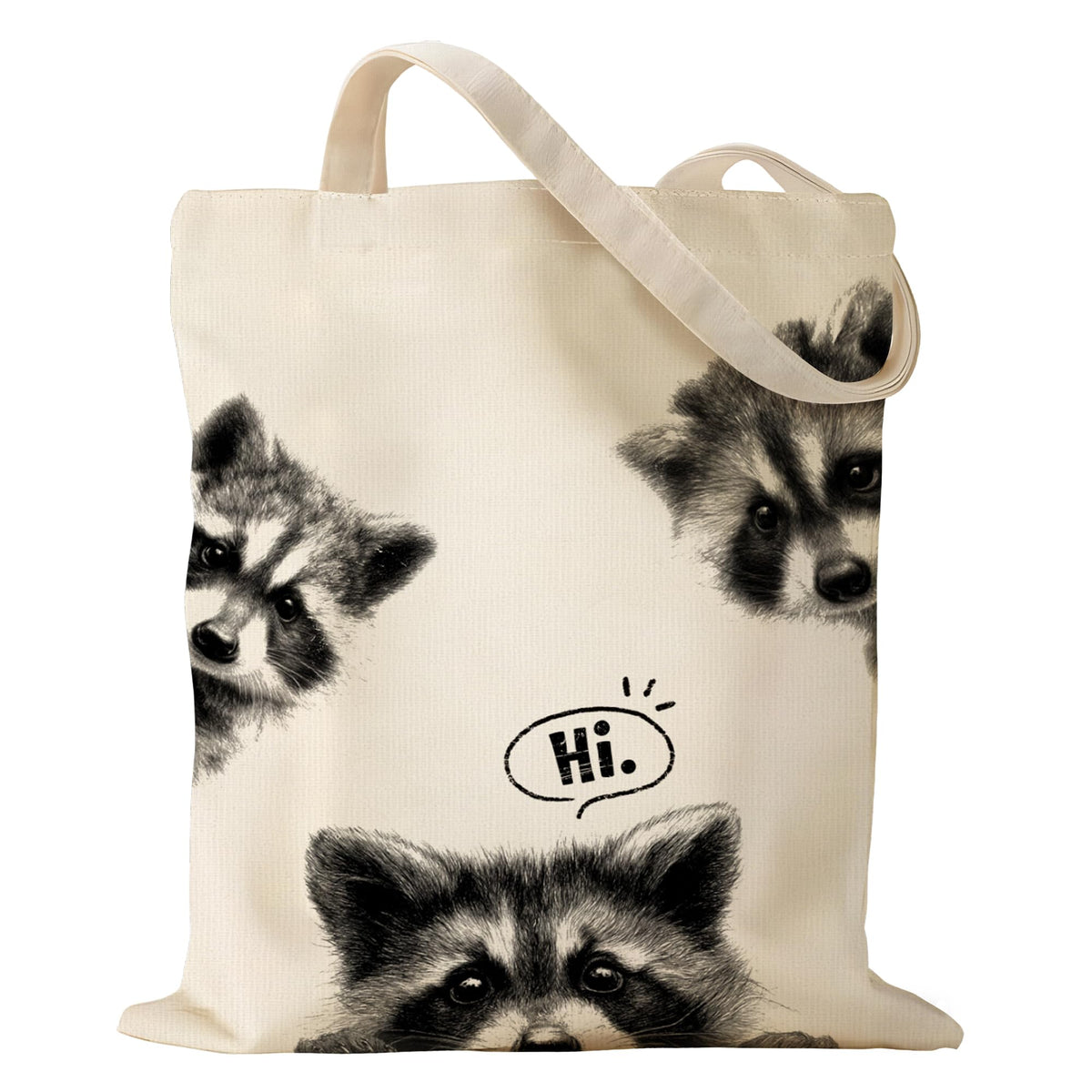 Sitsink bolsa tote con mapache dibujado, ideal para uso diario con toque divertido.