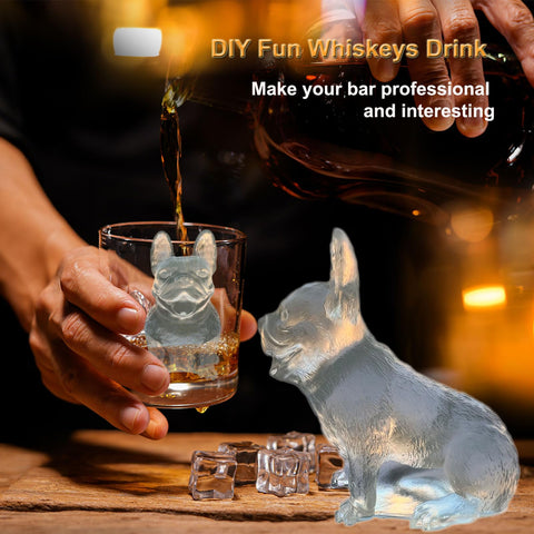 Diseños hielo Bulldog Francés de Siuper para bebidas divertidas y atractivas.