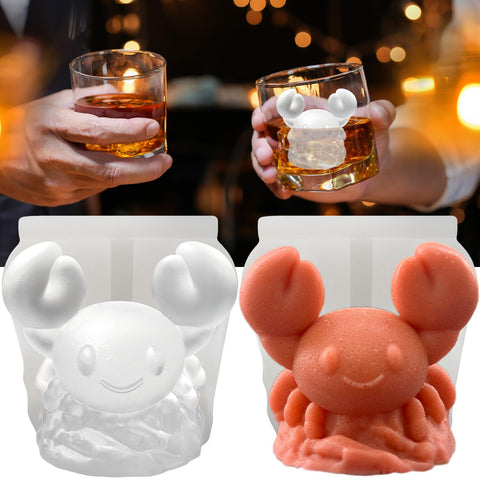 SIUPER molde de cubos de hielo cangrejo 3D para whisky y cócteles.