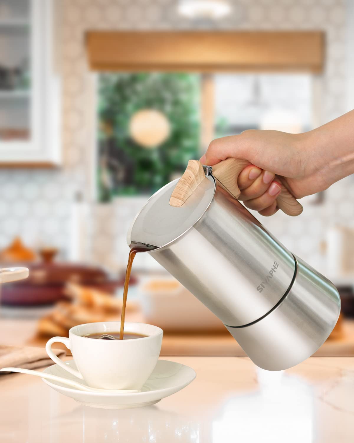 Cuerpo de acero inoxidable de la cafetera Sivaphe para mayor durabilidad