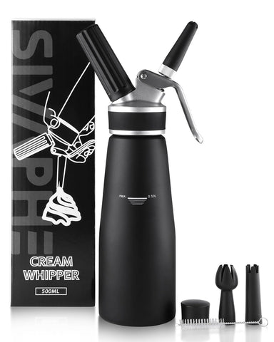 Dispensador Sivaphe de crema batida en aluminio, cuerpo resistente para uso diario