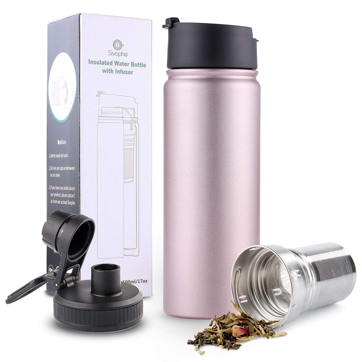 Sivaphe taza infusora de viaje con filtro desmontable para té de hojas sueltas, uso diario