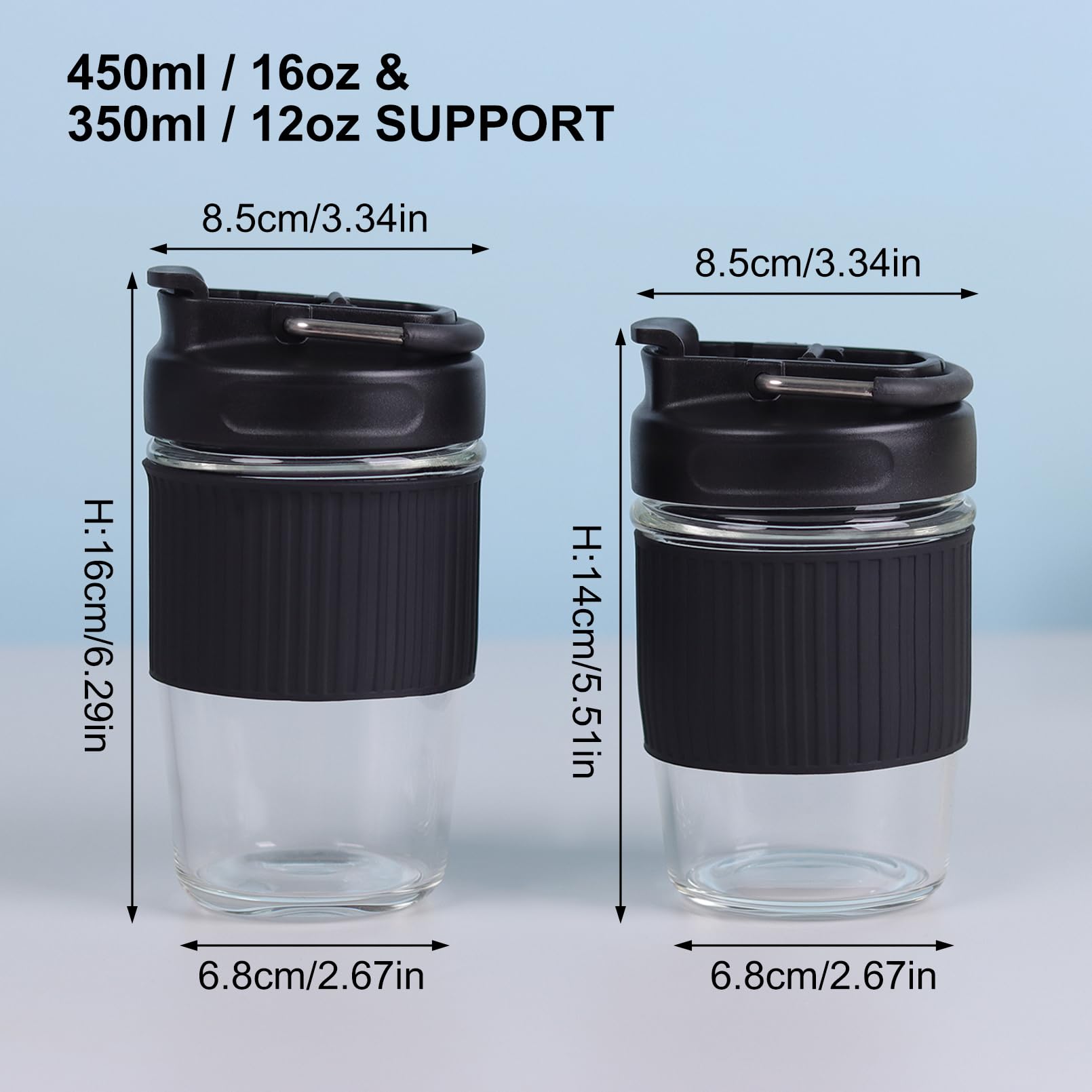 Uso frigorífico y microondas compatibles para bebidas frías o calientes.