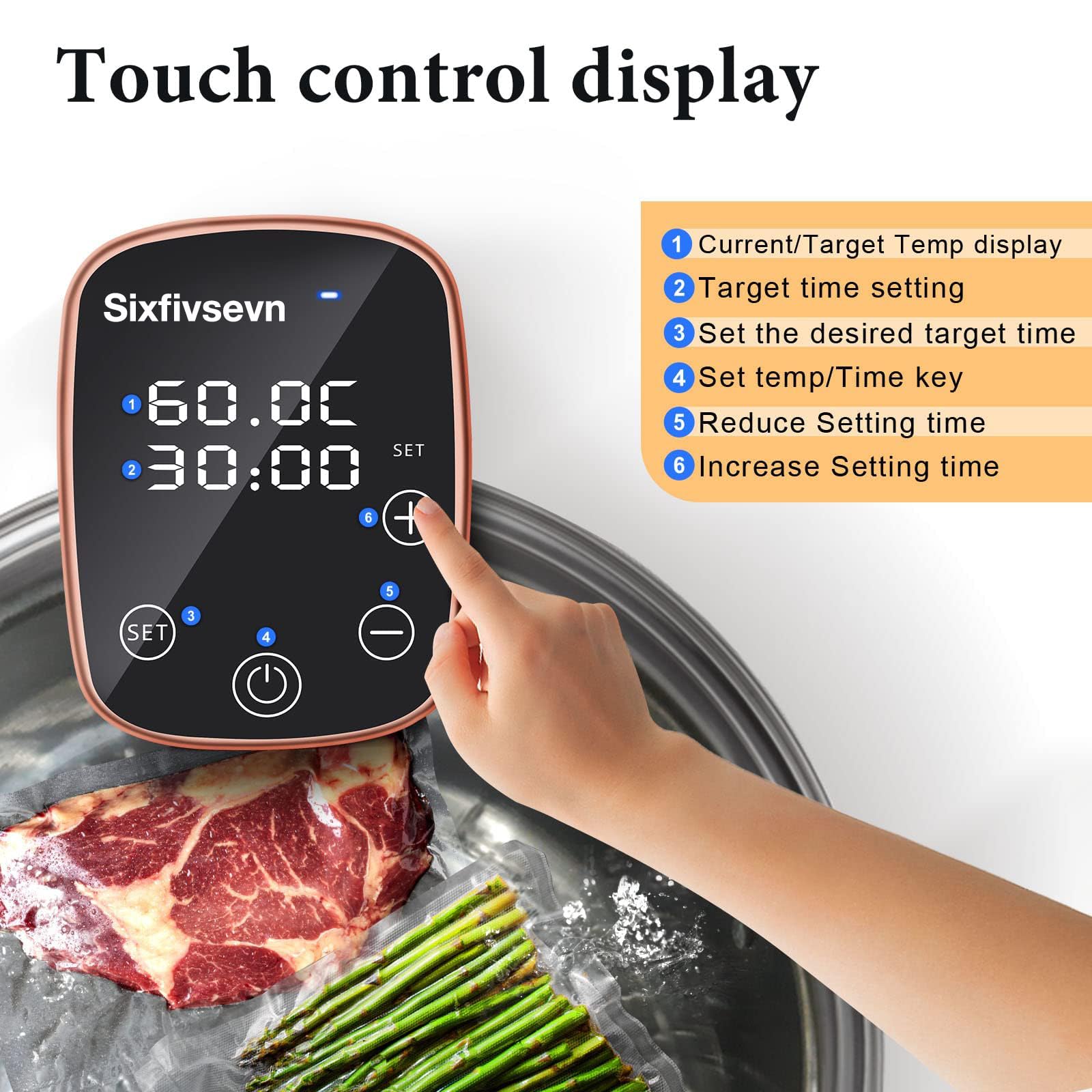 Sixfivsevn alta potencia 1100W garantiza calentamiento rápido y uniforme.