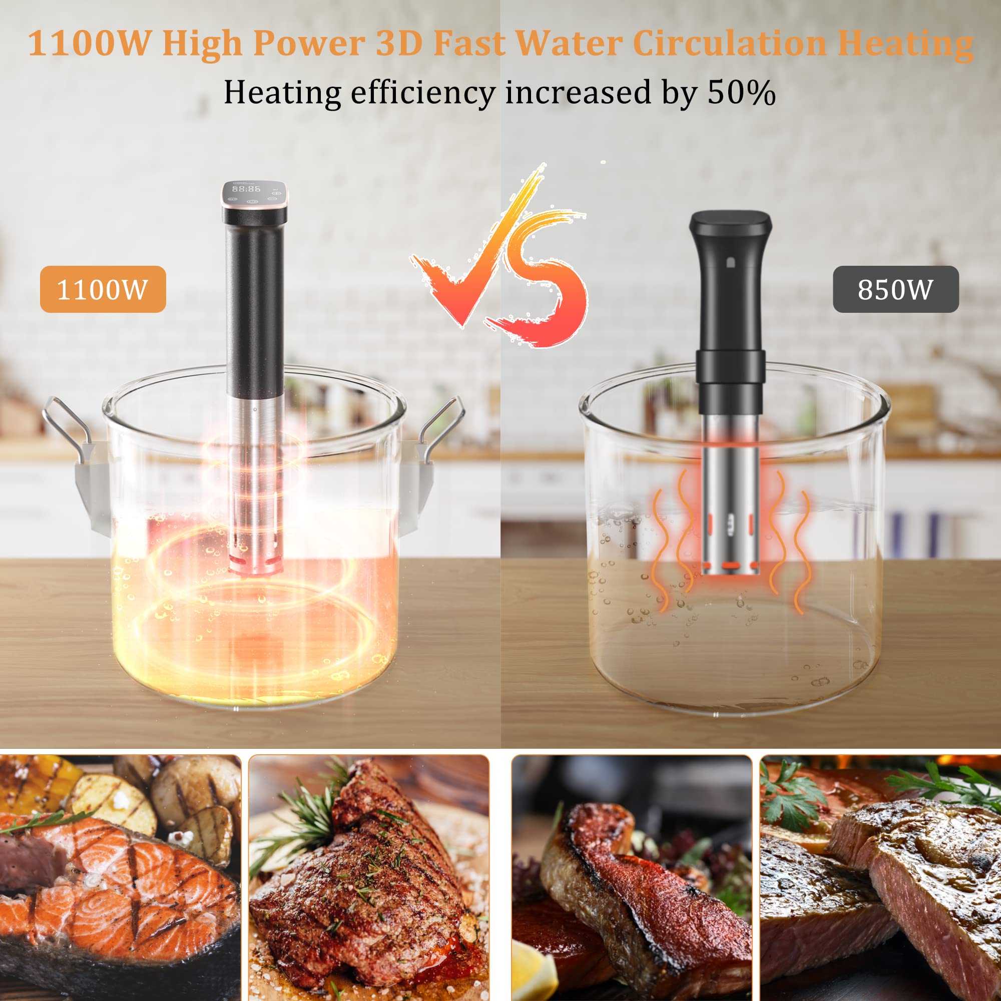 Sixfivsevn Sous Vide con diseño ergonómico para manejo con una mano.