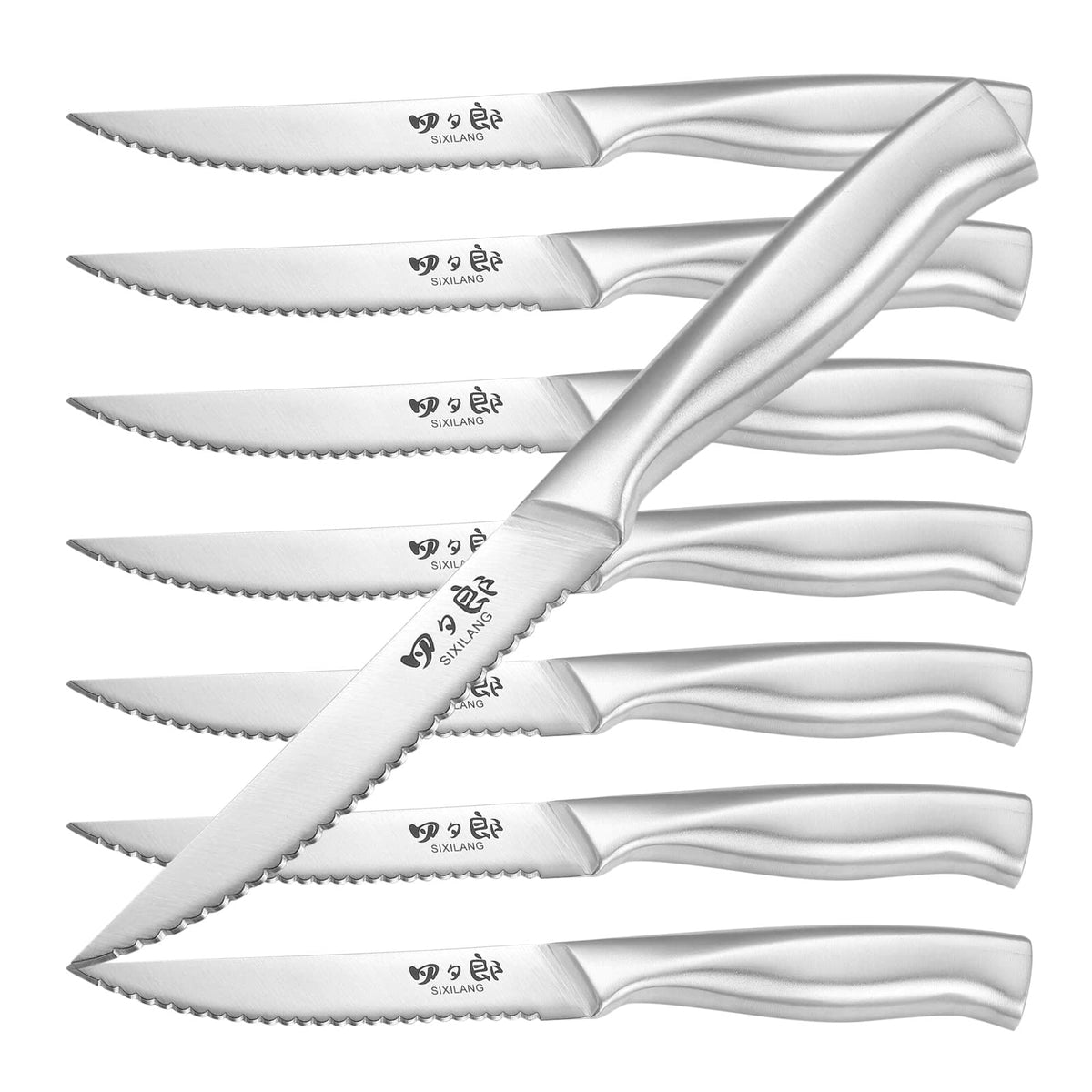 Cuchillos SIXILANG para bistec serrados, conjunto de 8, para cortes limpios en casa.