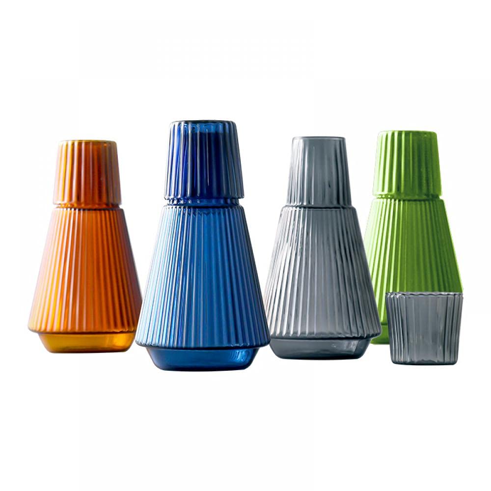 Sizikato vaso de vidrio 5oz con rayas, ideal para té o jugo nocturno.