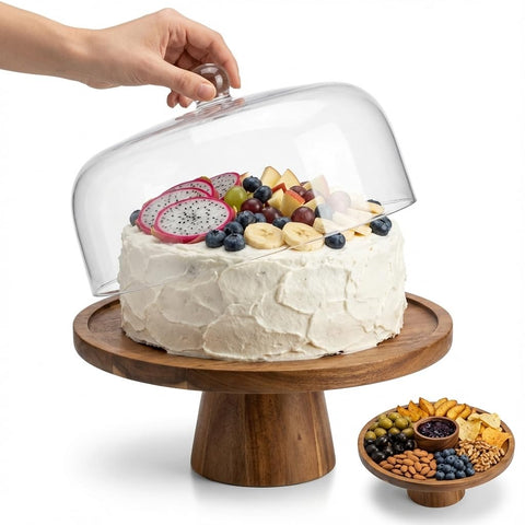 Base de acacia de SJS NOVA para pasteles, estable y elegante.