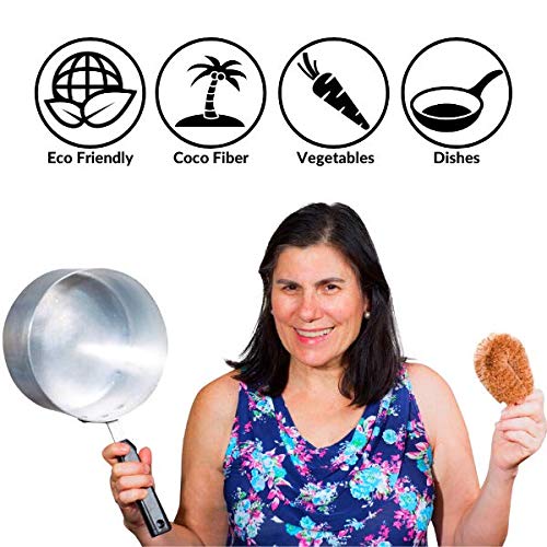 Fibra de coco natural de SKARBY, segura para cerámica y superficies metálicas.