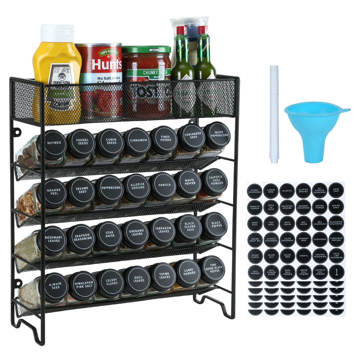 Skiileor organizador de especias de 5 niveles para fácil acceso y orden en la cocina.
