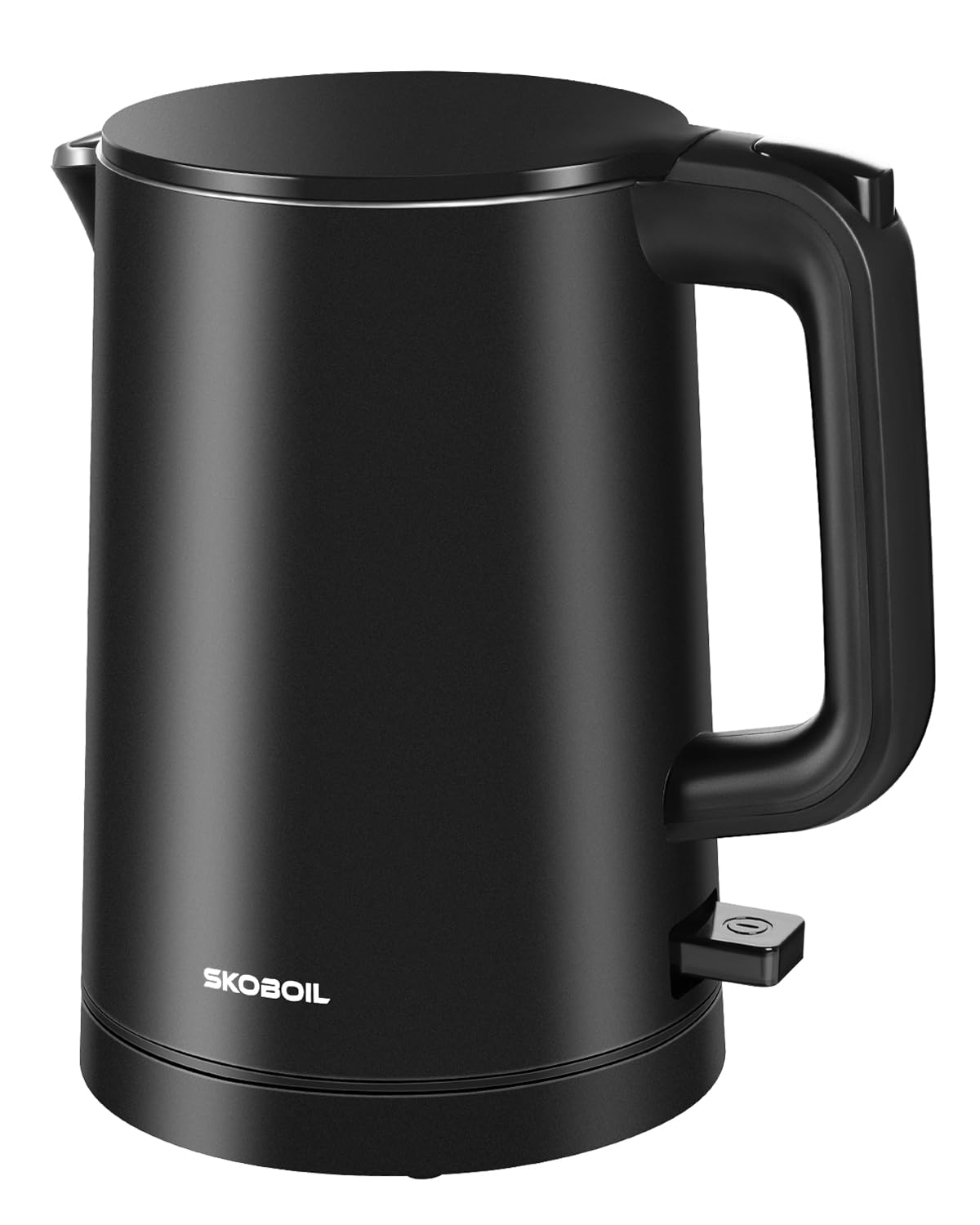 Olla eléctrica SKOBOIL 0,8 L lista para té y café, diseño compacto.