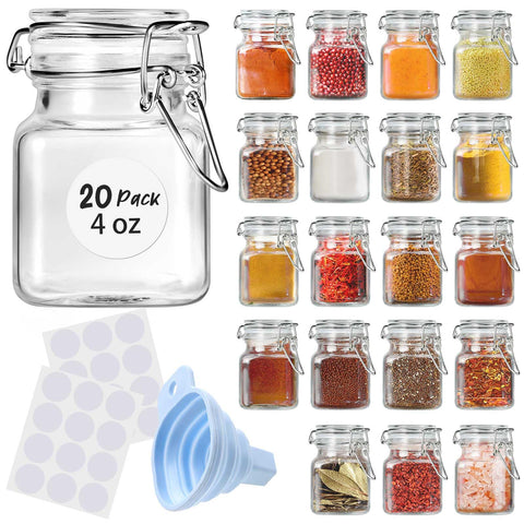 Conjunto tarros SKOCHE de 20 frascos de 4 oz con tapas herméticas.