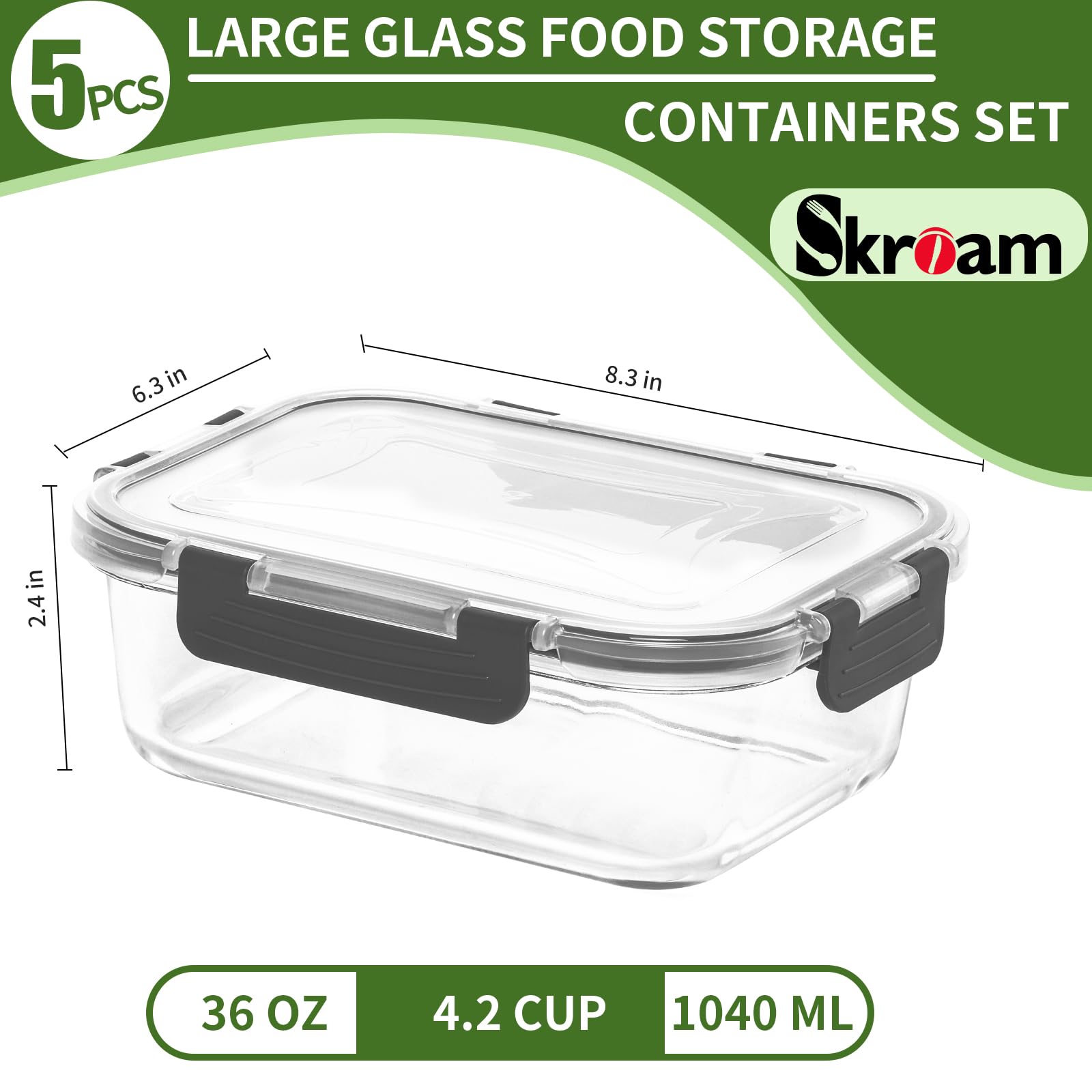 Skroam: contenedores de vidrio para microondas, uso práctico desde refrigerador al plato