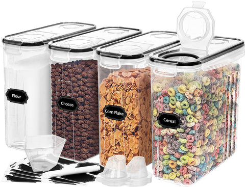 Skroam envases cereal 4L con boquilla de vertido para servir sin derrames